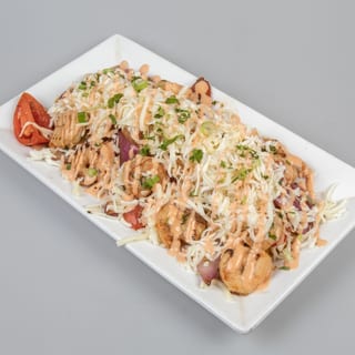 Fried Green Plantains With Wok Smoked Shrimp