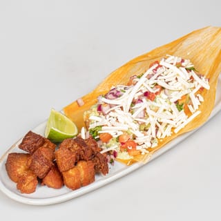 Chicharron and beef hallaquita
