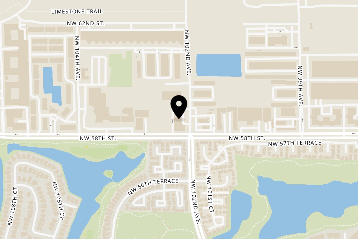 Map showing the location of Bocas Grill Bocas Grill Doral on 10201 NW 58th St Ste 108 in Doral