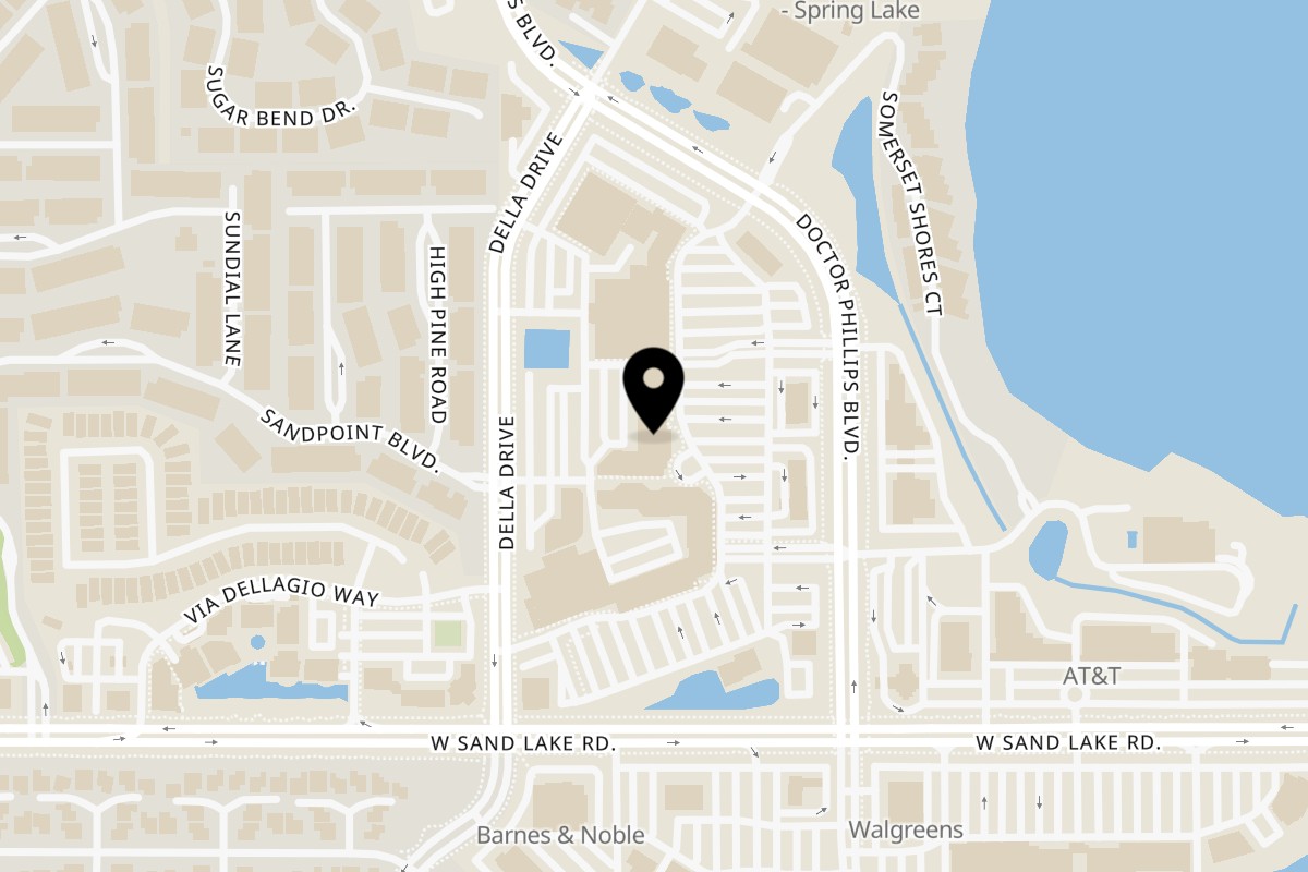 Map showing the location of Bocas Grill Bocas Grill Orlando on 7600 Dr Phillips Blvd #22 in Orlando
